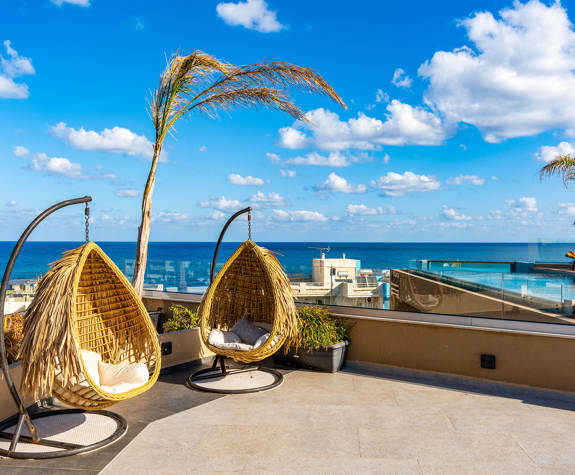 Hanging Egg Chairs at The Rooftop