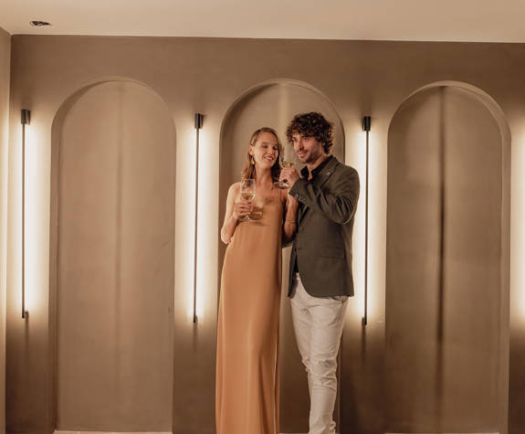 Minos Ambassador Wine Cellar Couple Enjoying Their Wine