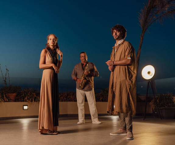 Couple Preparing to Dance to the Sounds of Saxophone