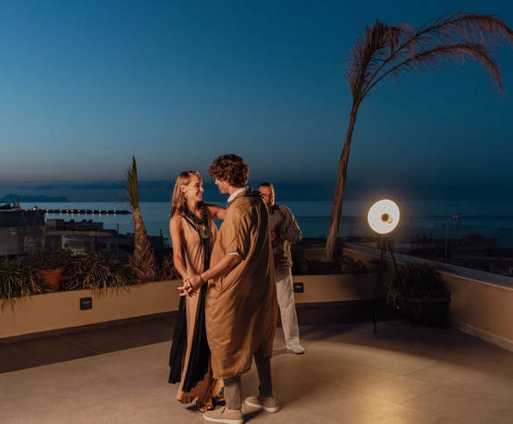 Couple Enjoying Dancing to the Sounds of Saxophone