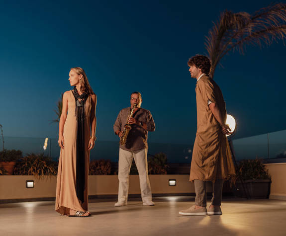 Couple Preparing to Dance to the Sounds of Saxophone